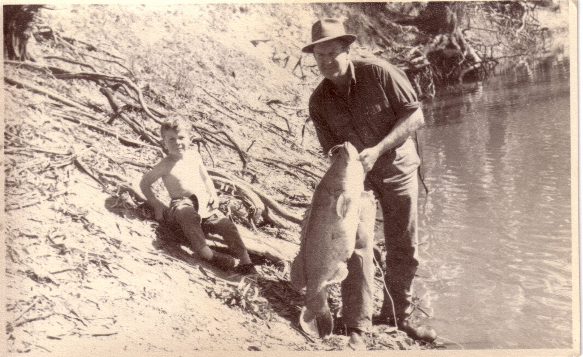 Me,  Uncle Ross  and a very big Murray Cod, 1960's.