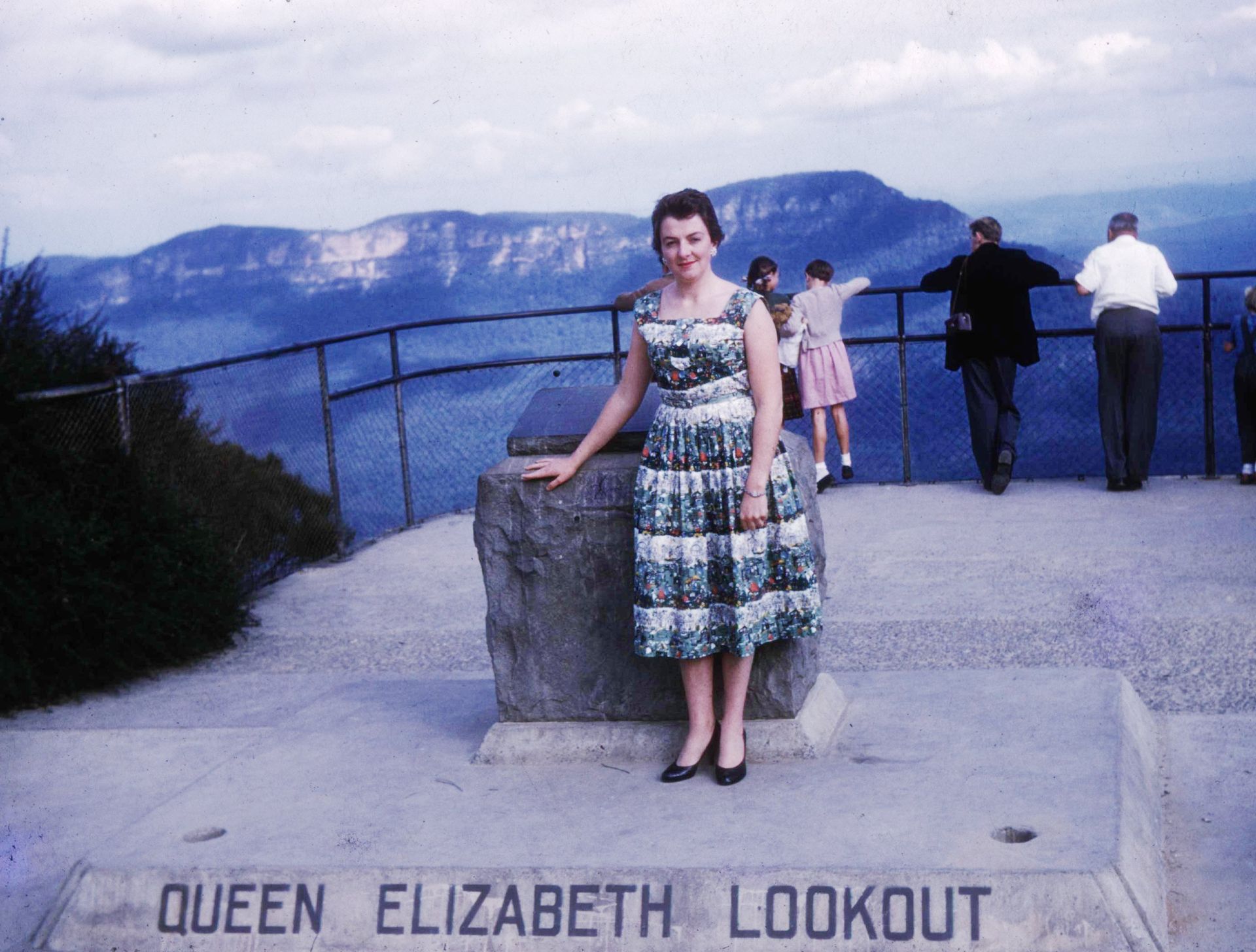 Mum in the The Blue Mountains after arriving in Sydney en route to Melbourne from Auckland, 1957.