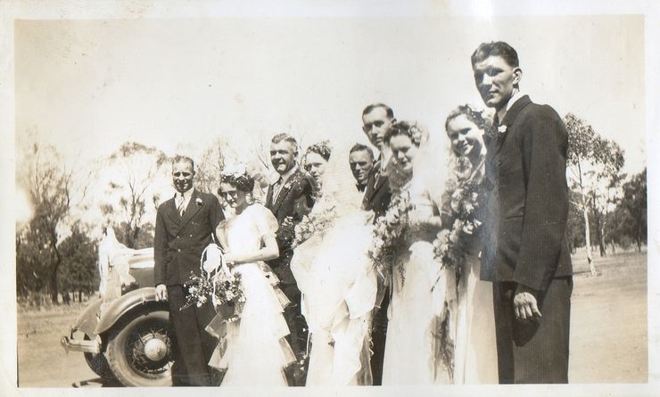 Reg Pascoe, Joyce Campbell, Russ and Margaret Martin, Gordon Campbell, Peter Murphy, Effie Hamilton (nee Campbell), Marion Fealey and Bill Hamilton.